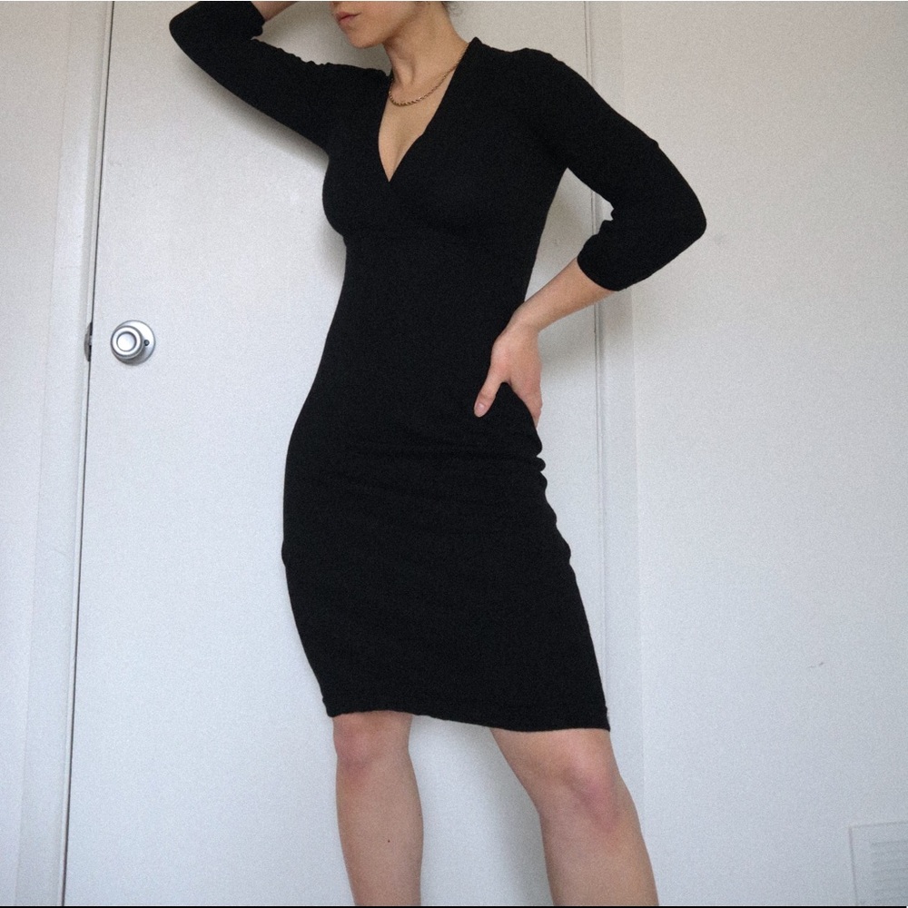 BODEN V-Neck Knit Sweater Dress Black Size 4